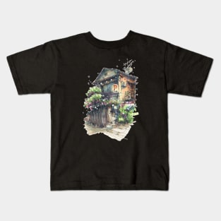 Japanese House With Flowers Kids T-Shirt